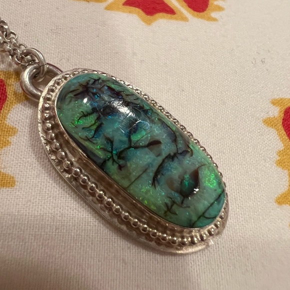 Handmade Monarch Opal pendant on sterling chain - Picture 2 of 5